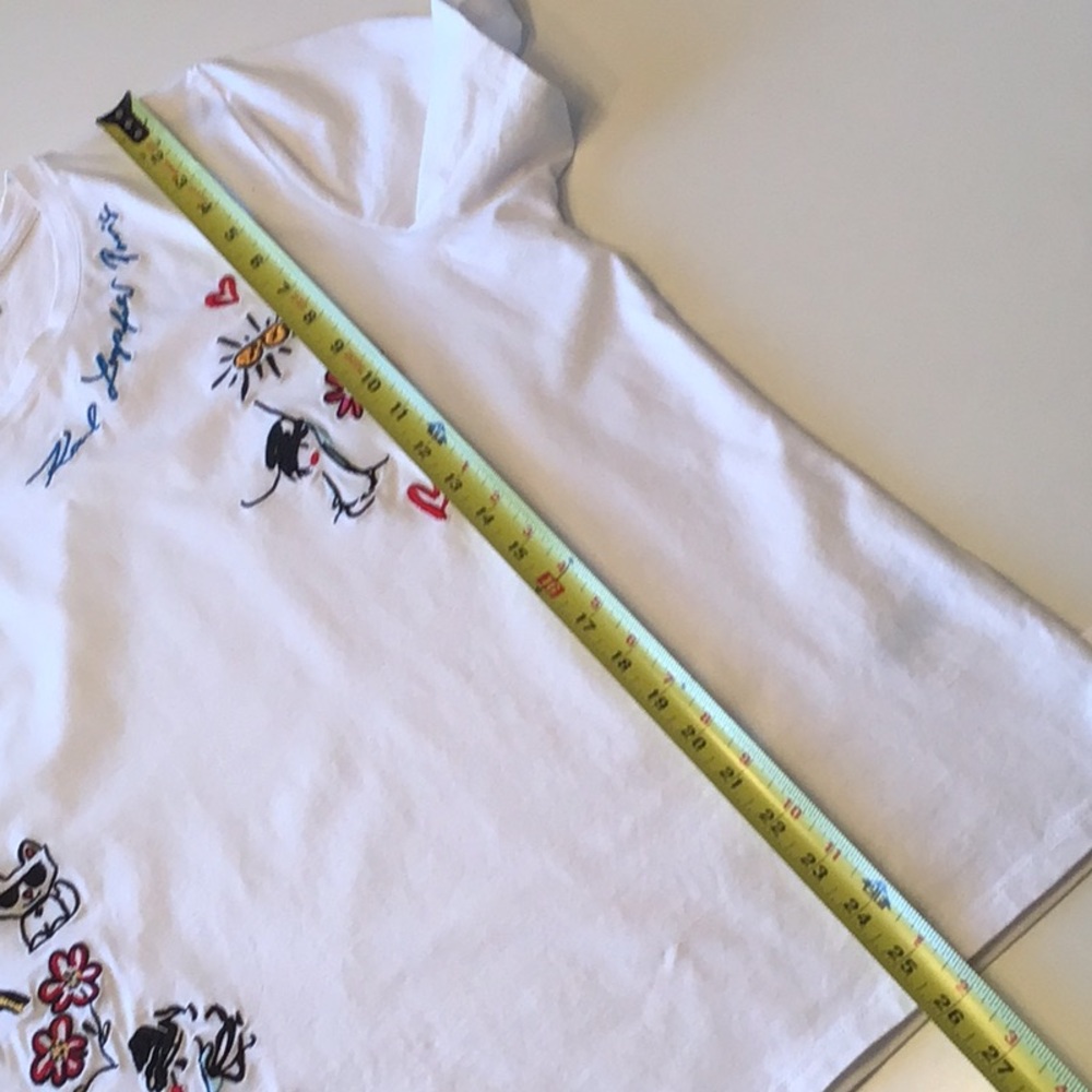 Karl Lagerfeld Embroidered Logo Whimsy Short Sleeve Tee Sketch Artwork Paris - Picture 13 of 15